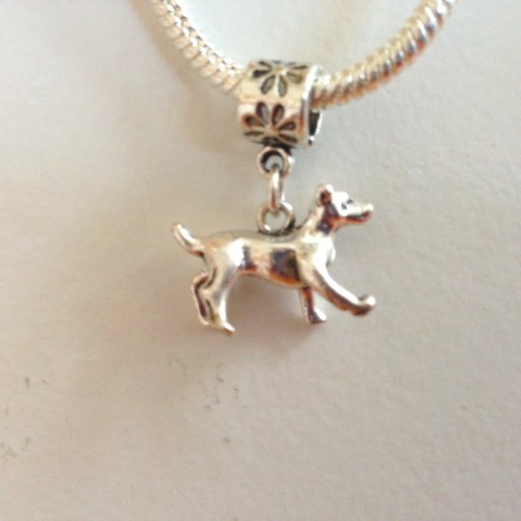 Charm Gallery Jewelry - DOG Sterling Silver Plated Dangling Charm Bead For European Style Charm Bracelet